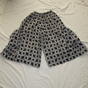 Kara Chic by NF Black White Funky Print Super Wide Leg Festival Pants Boho OS